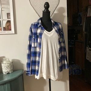 Flannel shirt w/ white Tshirt Combo